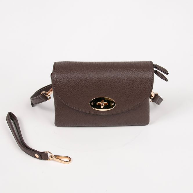 Huvudbild DANIELLE clutch brun i imiterat skinn