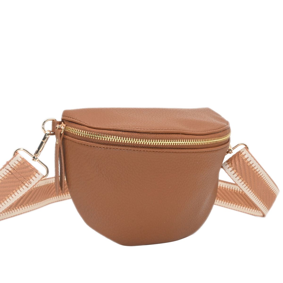 PEPPER bumbag  med mönstrad rem - konjak