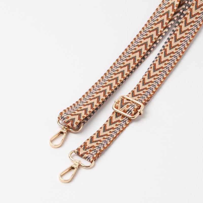 Smal flerfärgad axelrem - beige