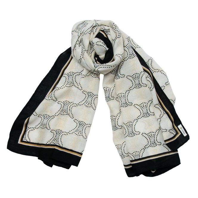 Huvudbild Sjal i svart och beige med prickmönster - 73 x ...
