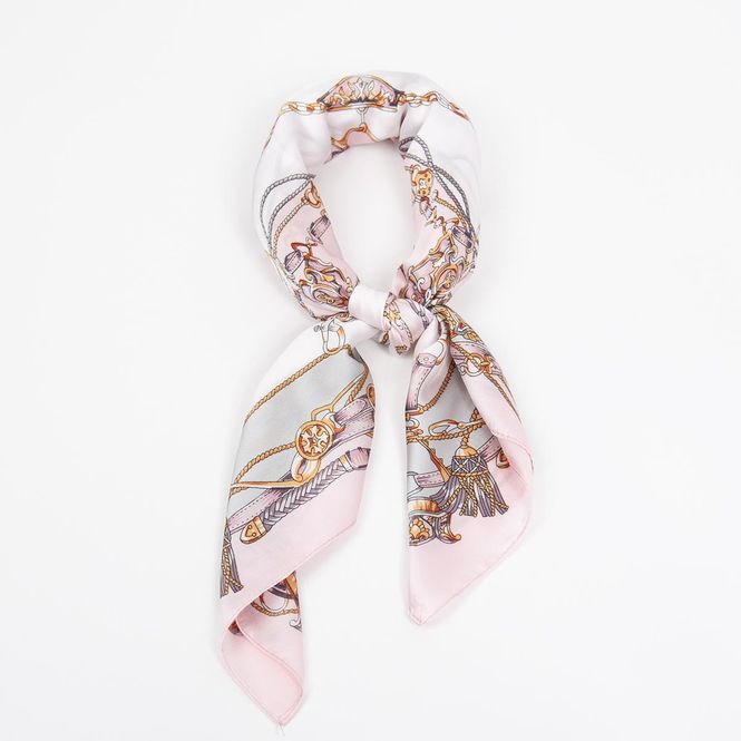 Huvudbild Litet scarf rosa grå - scarf med kedje- och ...