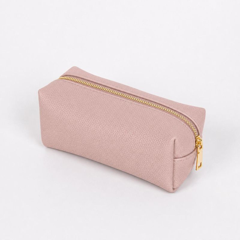 Makeup bag i imitert skinn lys rosa