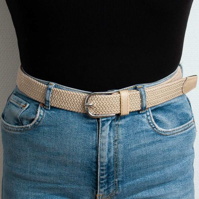 Stickat skärp, silver - beige