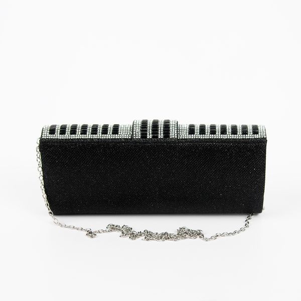Huvudbild Clutchväska med strass och linjemönster - svart