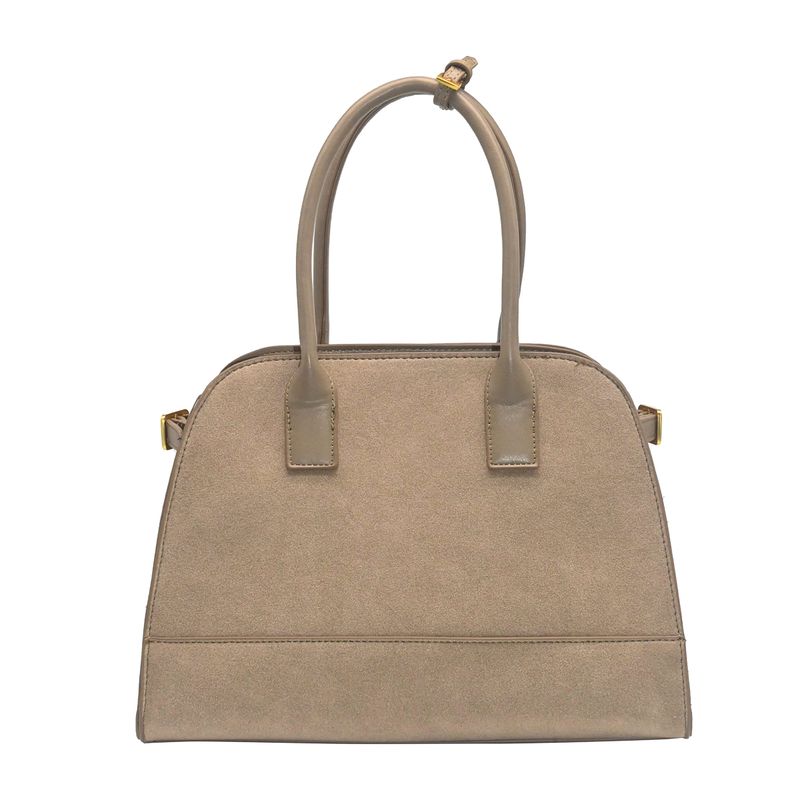 KINE bowler bag i imitert semsket skinn beige