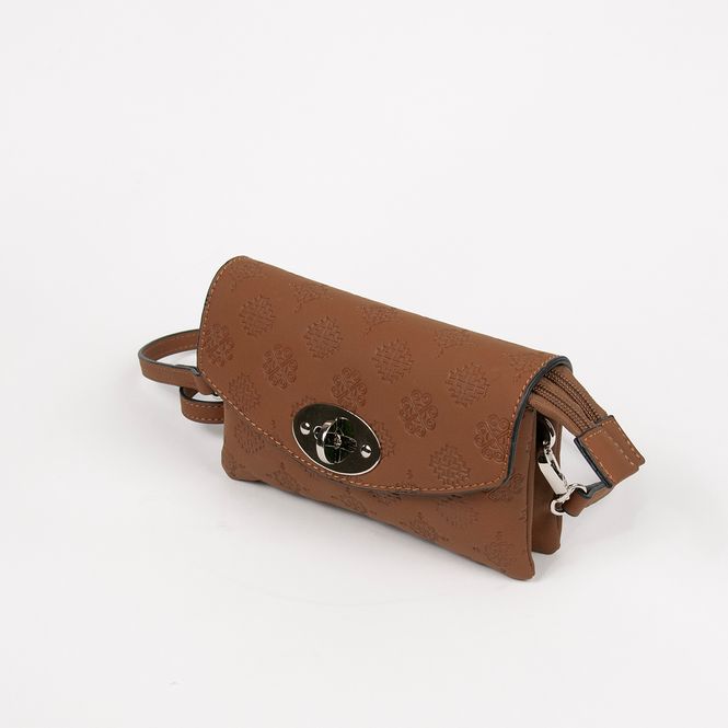 Huvudbild DANIELLE clutch med präglat mönster cognac ...