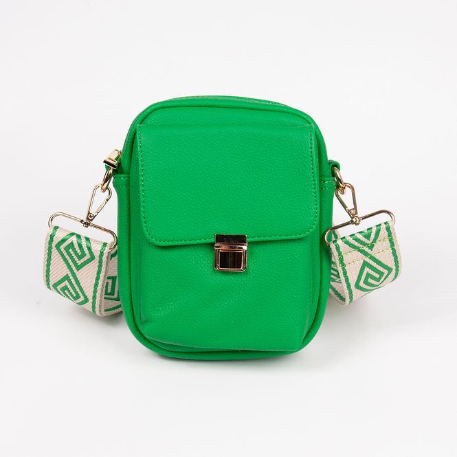 Huvudbild IDA citybag med mönstrad rem - grön