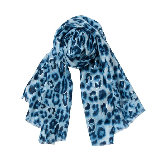 Hovedbilde Skjerf leopardprintet - blå