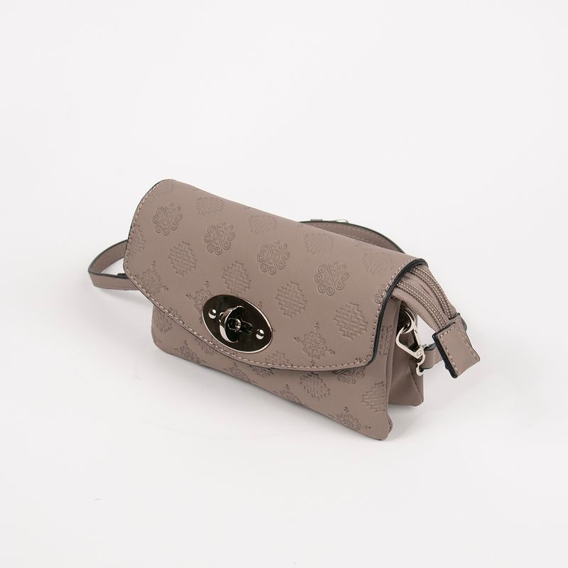 DANIELLE clutch med präglat mönster beige silverfärgat metall