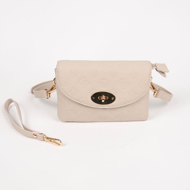 Huvudbild DANIELLE clutch ljus beige med präglat mönster