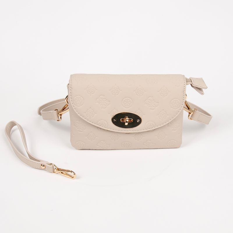 DANIELLE clutch ljus beige med präglat mönster
