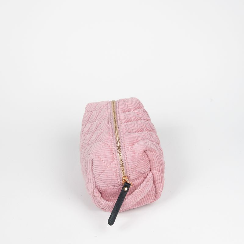 Makeup bag i kordfløyel lys rosa