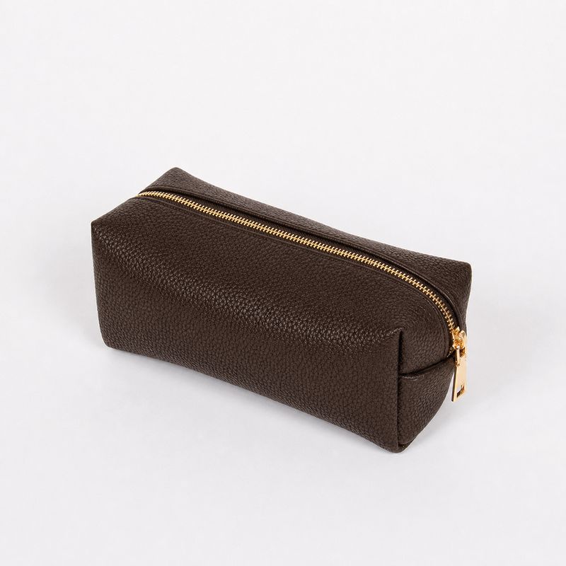 Makeup bag i imitert skinn brun