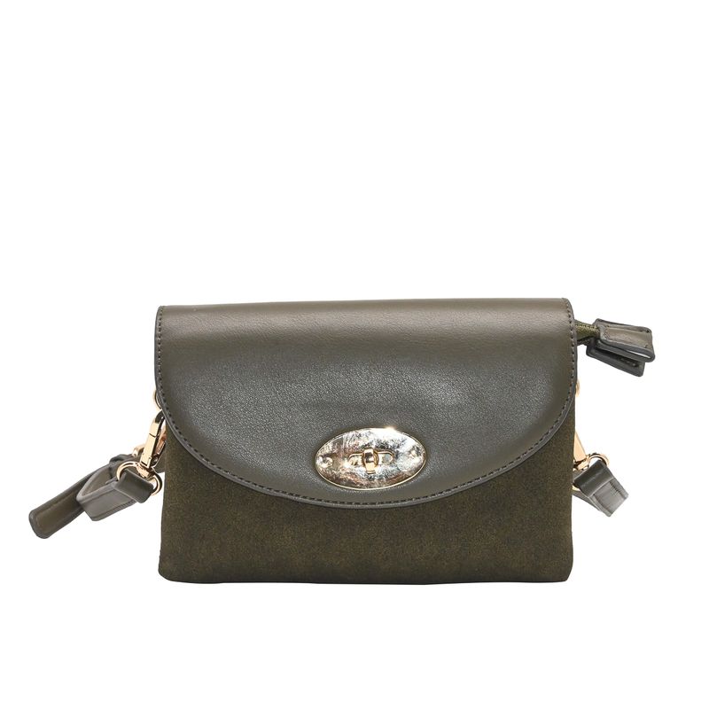 DANIELLE clutch med semsket look - olivengrønn