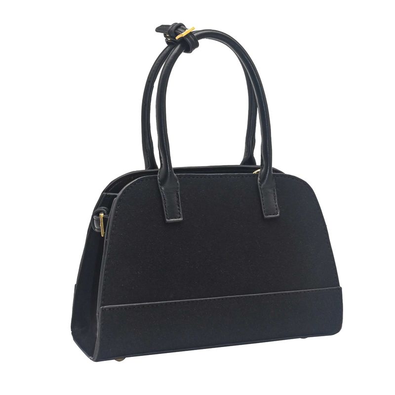 KITTY liten bowler bag i imitert semsket skinn svart