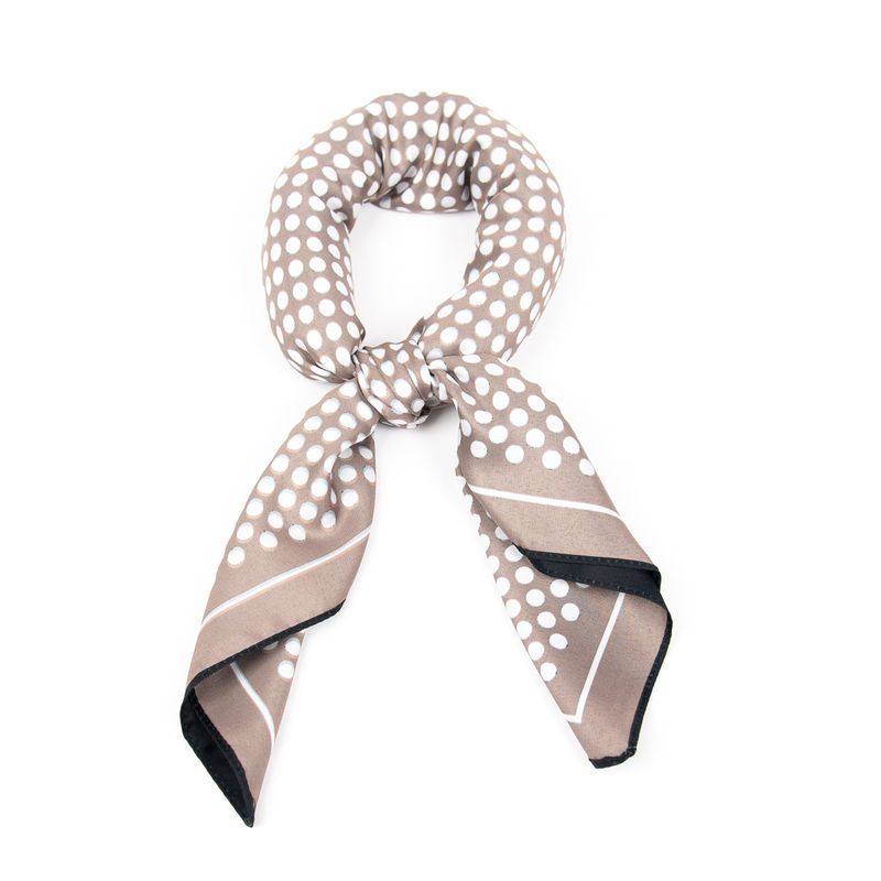 Lite skjerf 70 x 70 cm - tosidig prikkemønster i svart og beige