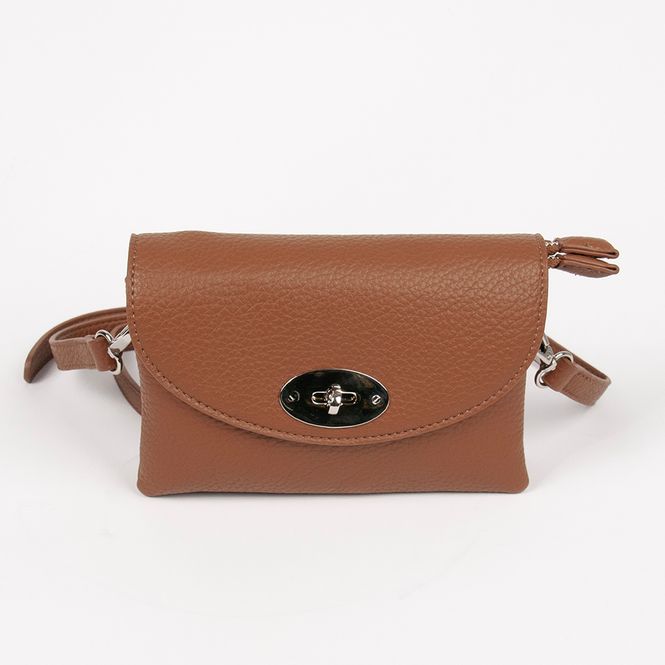 Huvudbild DANIELLE clutch silverfärgad cognac