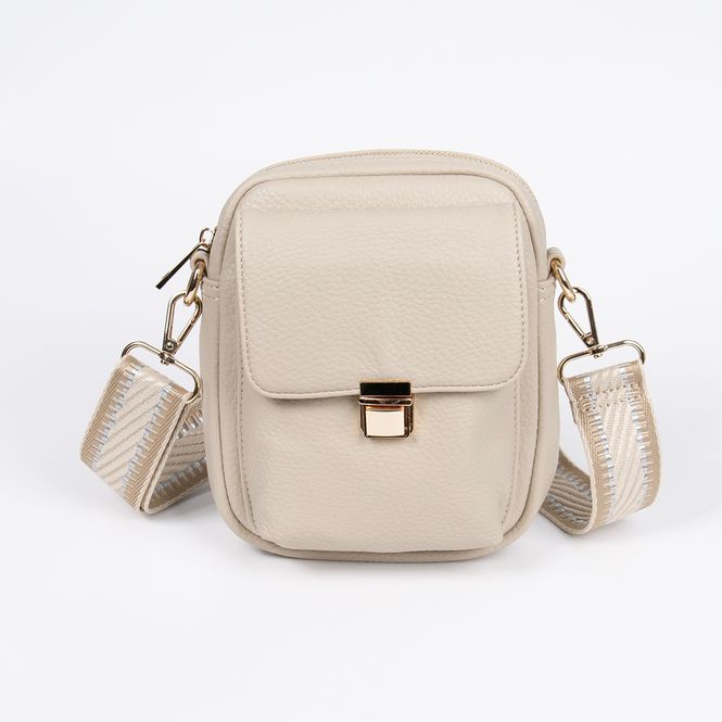 Huvudbild IDA citybag med mönstrad rem - beige