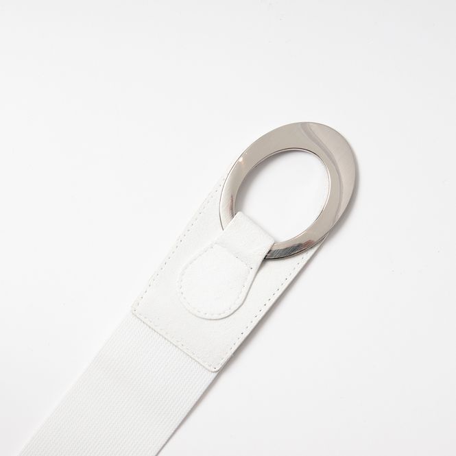 Huvudbild Elastiskt bälte med silverspänne - vitt