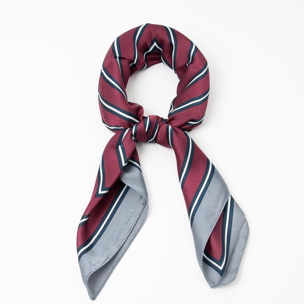 Huvudbild Liten scarf i vinrött och grått - Randig - 70x70 ...