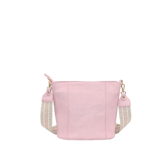 Huvudbild Iria crossbag med mönstrad rem - ljusrosa