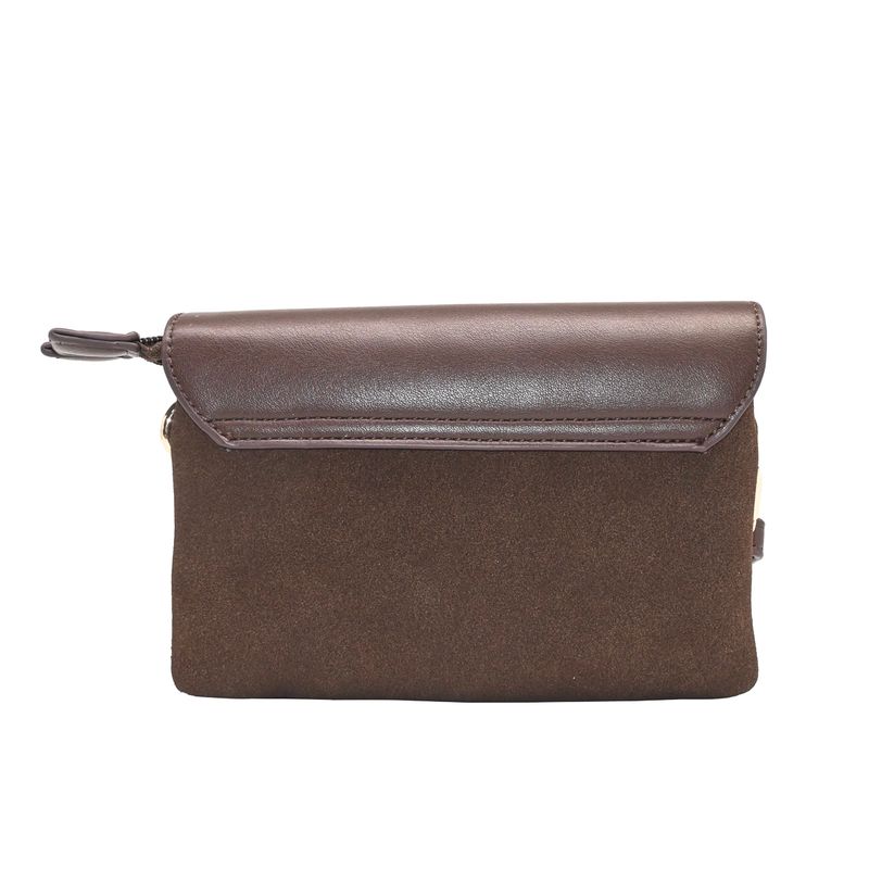 DANIELLE clutch med semsket look - brun