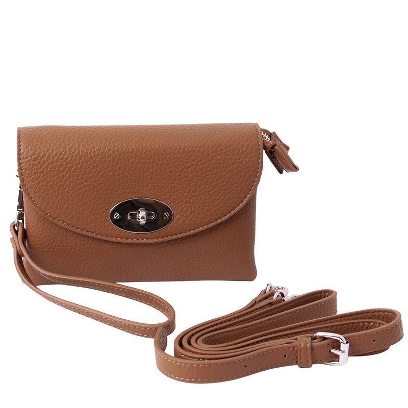 DANIELLE clutch silverfärgad cognac