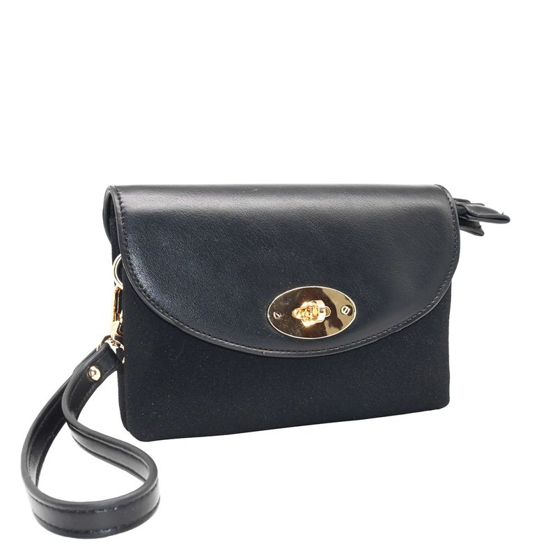 DANIELLE clutch med semsket look - svart