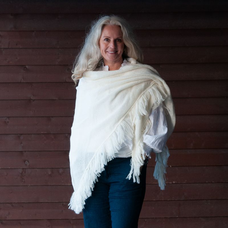 Sjal i mohairmix - offwhite