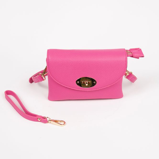 Huvudbild DANIELLE clutch stark rosa i imiterat skinn
