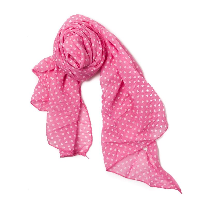 Halsduk med hjärtan i silke/bomull - rosa